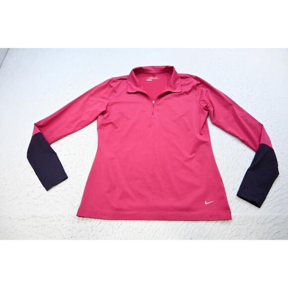 Nike Golf 1/4 Zip Dri Fit Tour Performance Pink Athletic Jacket Womens Medium - Picture 5 of 10